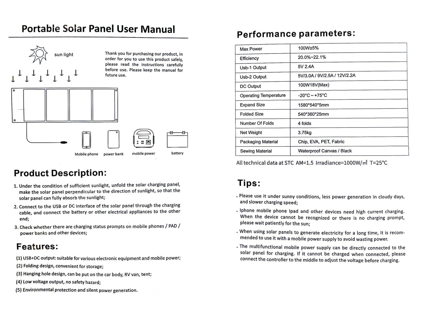 CRONY SP120 solar charging panel Outdoor Camping Panels System Solar Power Generator Kit - Edragonmall.com