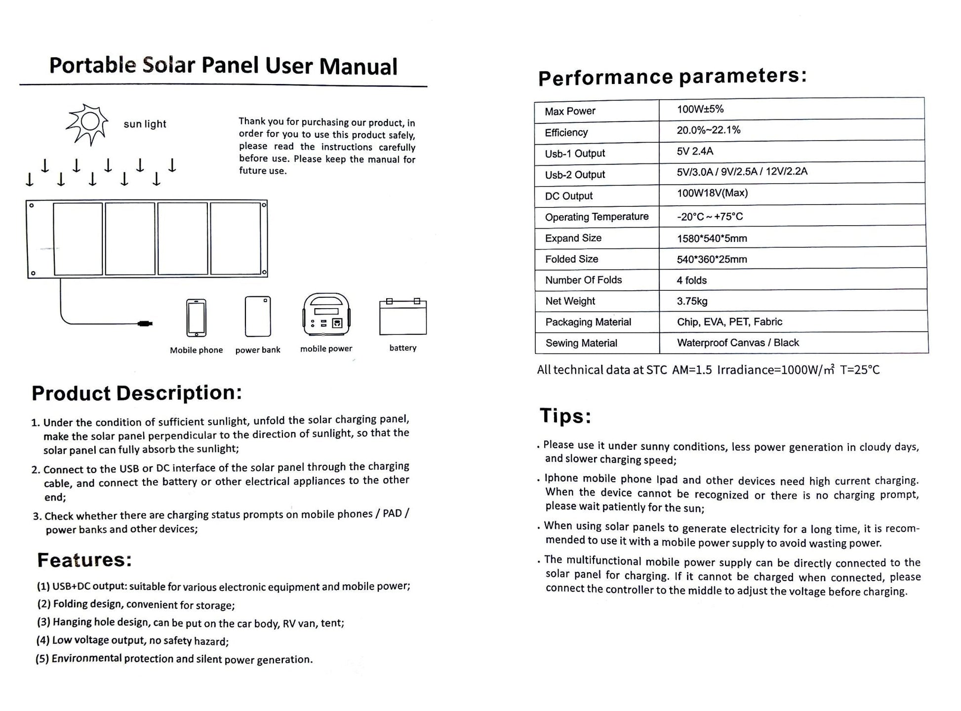 CRONY SP120 solar charging panel Outdoor Camping Panels System Solar Power Generator Kit - Edragonmall.com