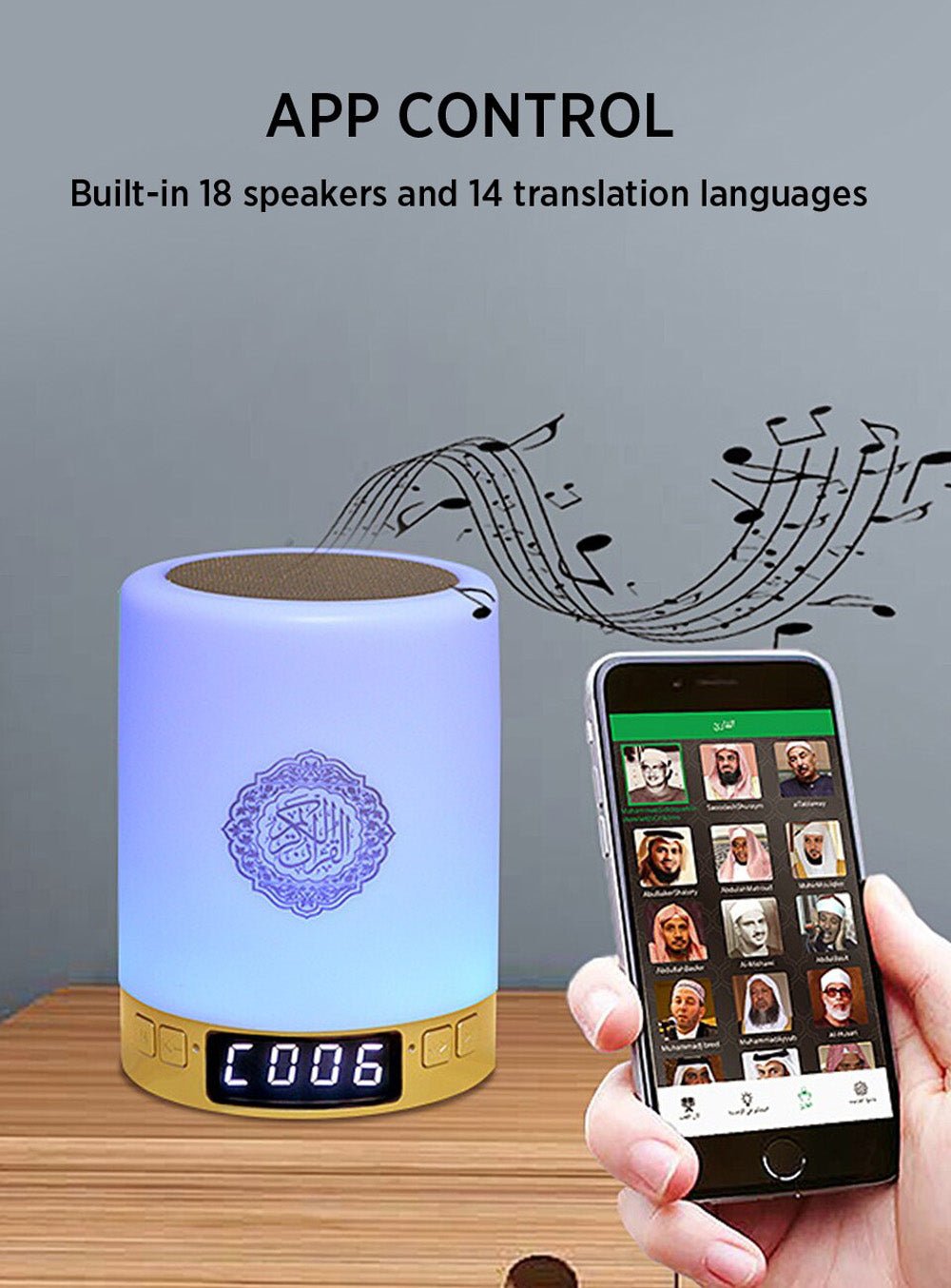 CRONY SQ-122 Bluetooth Quran Speaker Muslim Koran Reciter Support MP3 FM 8GB TF Card Radio Quran Speakers With Remote Control 14 Languages 5.0 - Edragonmall.com