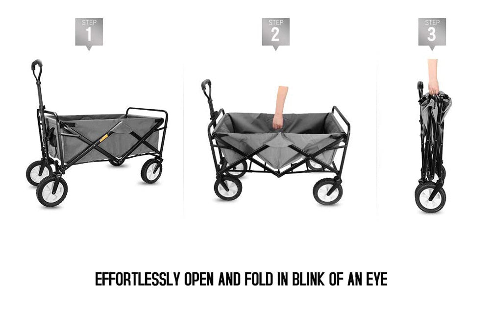 CRONY TC3015+Baseplate Folding Cart Heavy Duty Collapsible Folding Wagon Utility Shopping Outdoor Camping Garden Cart - Edragonmall.com