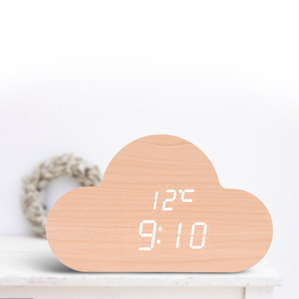 CRONY Three clouds clock Voice Control Children Cloud LED Alarm Clock Indoor Temperature Two Display Mode LED Light Adjustable Clock - Edragonmall.com