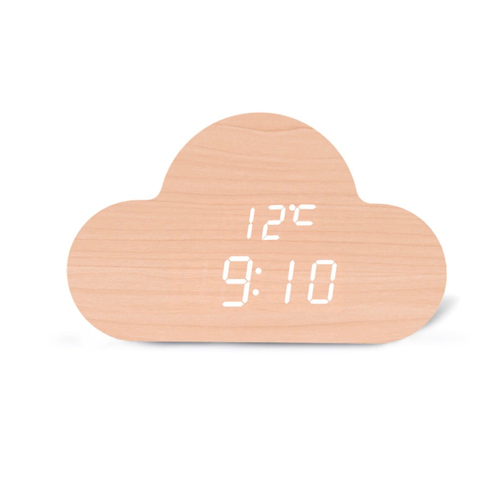 CRONY Three clouds clock Voice Control Children Cloud LED Alarm Clock Indoor Temperature Two Display Mode LED Light Adjustable Clock - Edragonmall.com