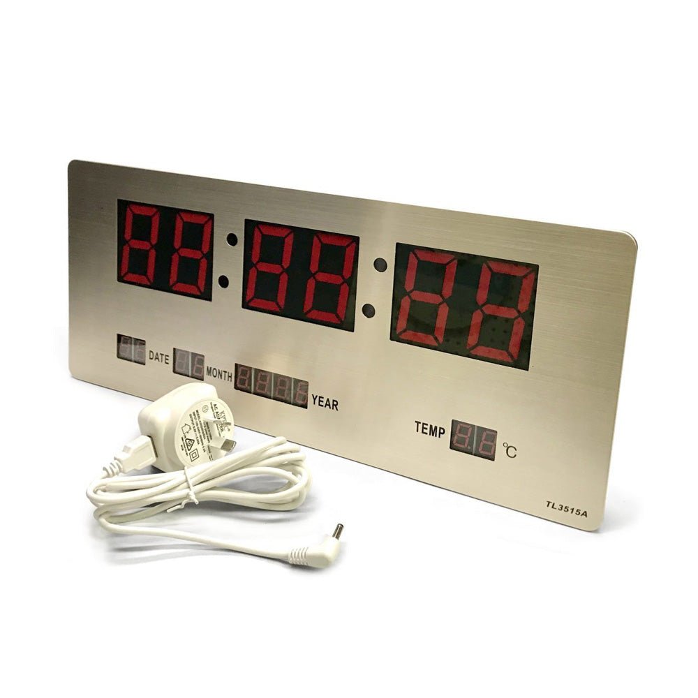 CRONY TL-3515A clock Checkmate Bishop Mains Led Calendar Temp Wall Or Desk Clock, 36cm - Edragonmall.com