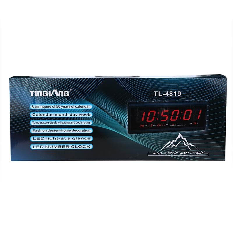 Crony TL-4819 clock Digital LED Clock Wall Clock Office Clock Shows Time Date Day Temperature - Edragonmall.com