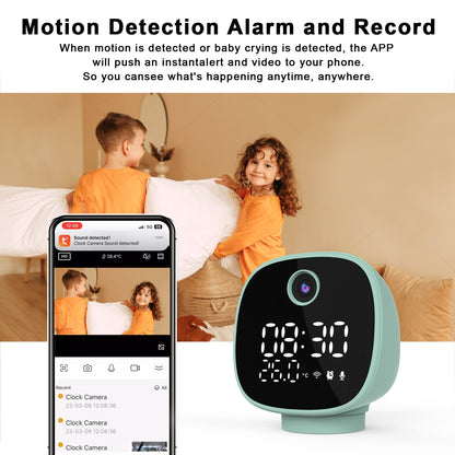 CRONY Two-way Audio Baby Movement Camera TUYA Wifi Temperature Alarm Baby Monitor with Night Lamp Clock - Edragonmall.com