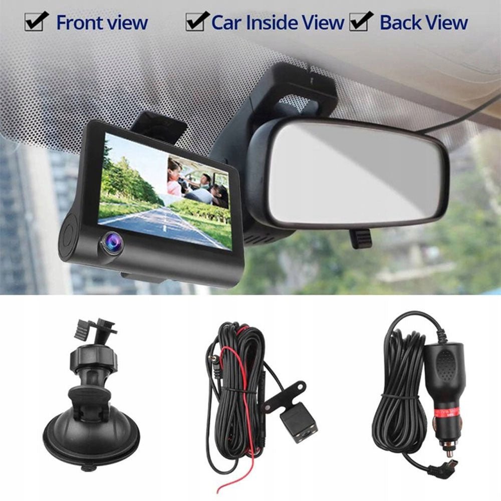 CRONY V504 Three-Camera 1920*1080 touch dashcam Car DVR 3 Cameras Lens 4 Inch IPS Dash Cam Rearview Camera Video Recorder - Edragonmall.com