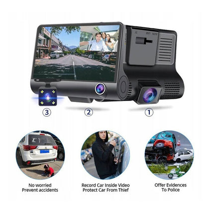 CRONY V504 Three-Camera 1920*1080 touch dashcam Car DVR 3 Cameras Lens 4 Inch IPS Dash Cam Rearview Camera Video Recorder - Edragonmall.com