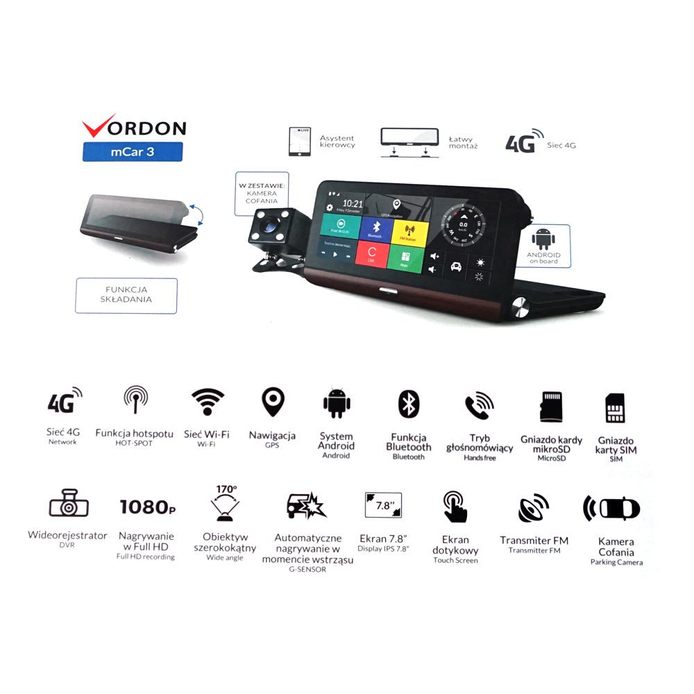 Crony V9 7.0 Inch 4G GPS Navigation+DVR Vordon mCAR - 2CH with GPS and WiFi - Edragonmall.com