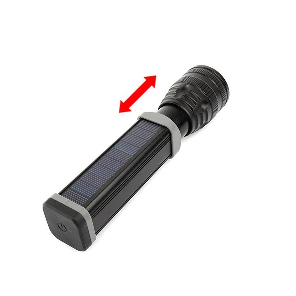 CRONY W562 Solar USB charging multi-function flashlight Telescopic focusing outdoor waterproof strong flashlight - Edragonmall.com