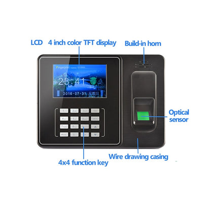 Crony Witeasy A9 large color screen based fingerprint biometric time attendance system free sdk - Edragonmall.com