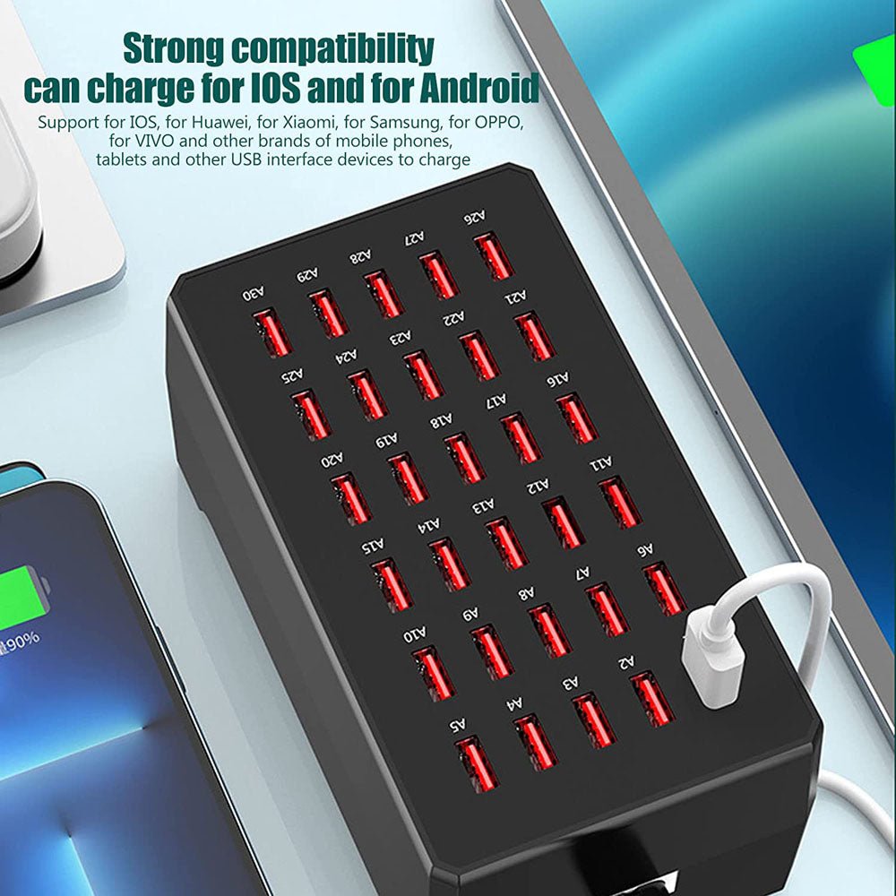 CRONY WT268 30USB PORTS Smart Charger Station 150W Safe Fast Charging USB Charging Station - Edragonmall.com