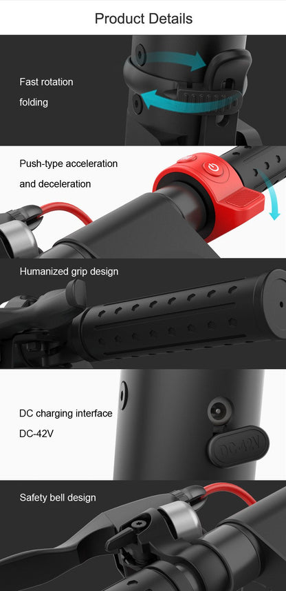 CRONY X7 Electric Kick Scooter Max speed 38KM Replaceable battery capacity Easy Foldable 8.5 inch | Black - Edragonmall.com