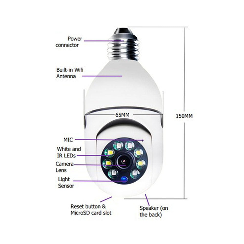 CRONY Y23 JXLCAM light bulb IP Camera body motion tracking night vision motion detection two-way audio - Edragonmall.com