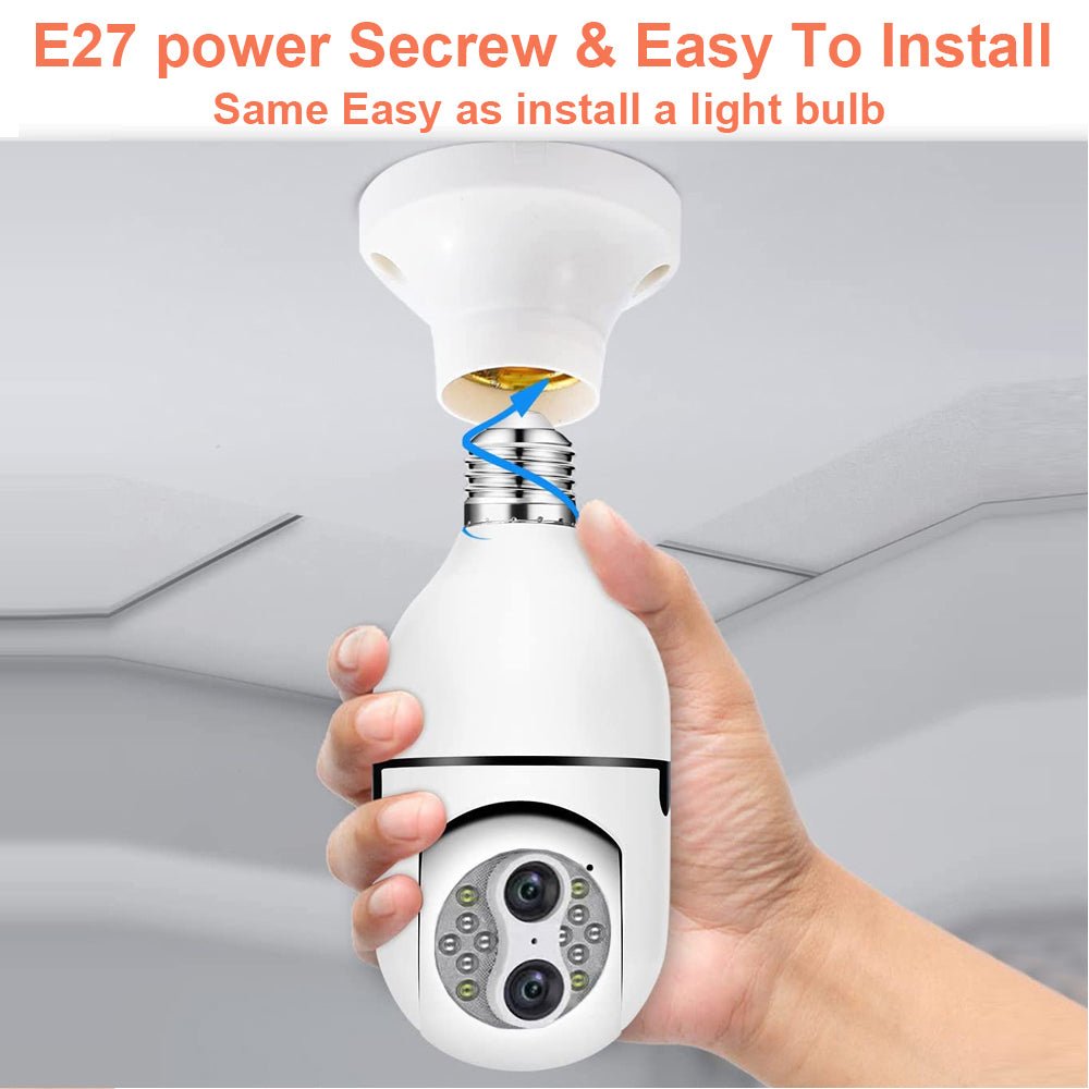 CRONY Y24-1080P Binocular zoom light bulb IP Camera Night Vision 360 Degree Auto Motion Tracking PTZ Two Way Audio Dual Lens Wifi Bulb Camera - Edragonmall.com