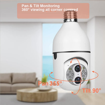 CRONY Y24-1080P Binocular zoom light bulb IP Camera Night Vision 360 Degree Auto Motion Tracking PTZ Two Way Audio Dual Lens Wifi Bulb Camera - Edragonmall.com