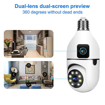 CRONY Y27 V380 1080P WIFI Bulb Camera Wireless Baby Monitor Dual Lens Color Night Vision Two-Way Audio - Edragonmall.com