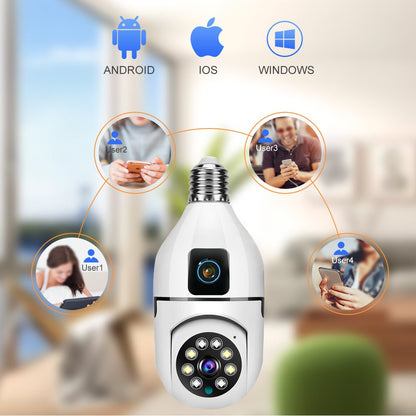 CRONY Y27 V380 1080P WIFI Bulb Camera Wireless Baby Monitor Dual Lens Color Night Vision Two-Way Audio - Edragonmall.com