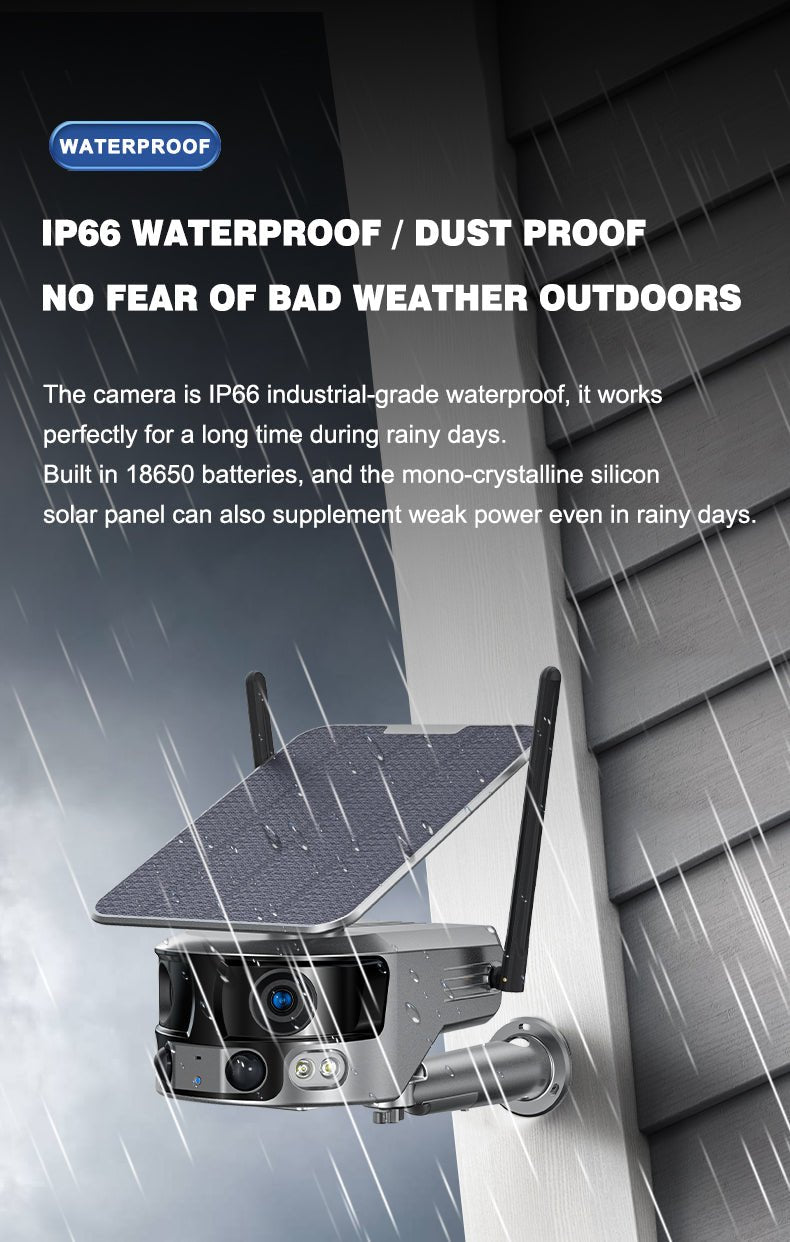 CRONY Y6 4G-4K-8MP-4X 180°Wide Angle Solar Battery Camera Y6 WiFi-4K-8MP-180°Wide Angle Solar Battery Camera with 6W Solar Panel - Edragonmall.com