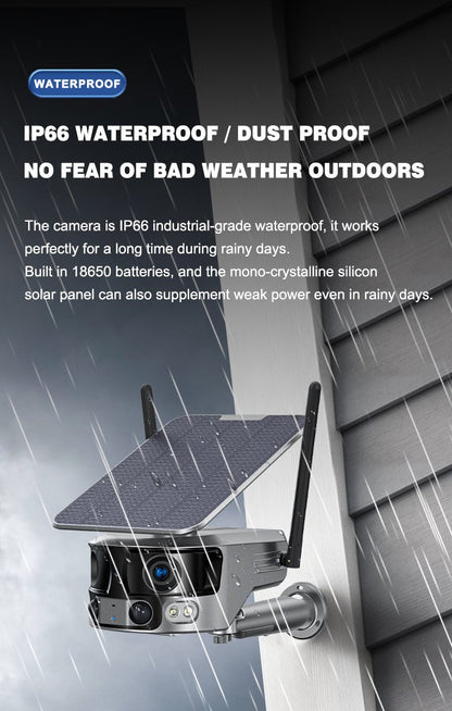 CRONY Y6 4G-4K-8MP-4X 180°Wide Angle Solar Battery Camera Y6 WiFi-4K-8MP-180°Wide Angle Solar Battery Camera with 6W Solar Panel - Edragonmall.com