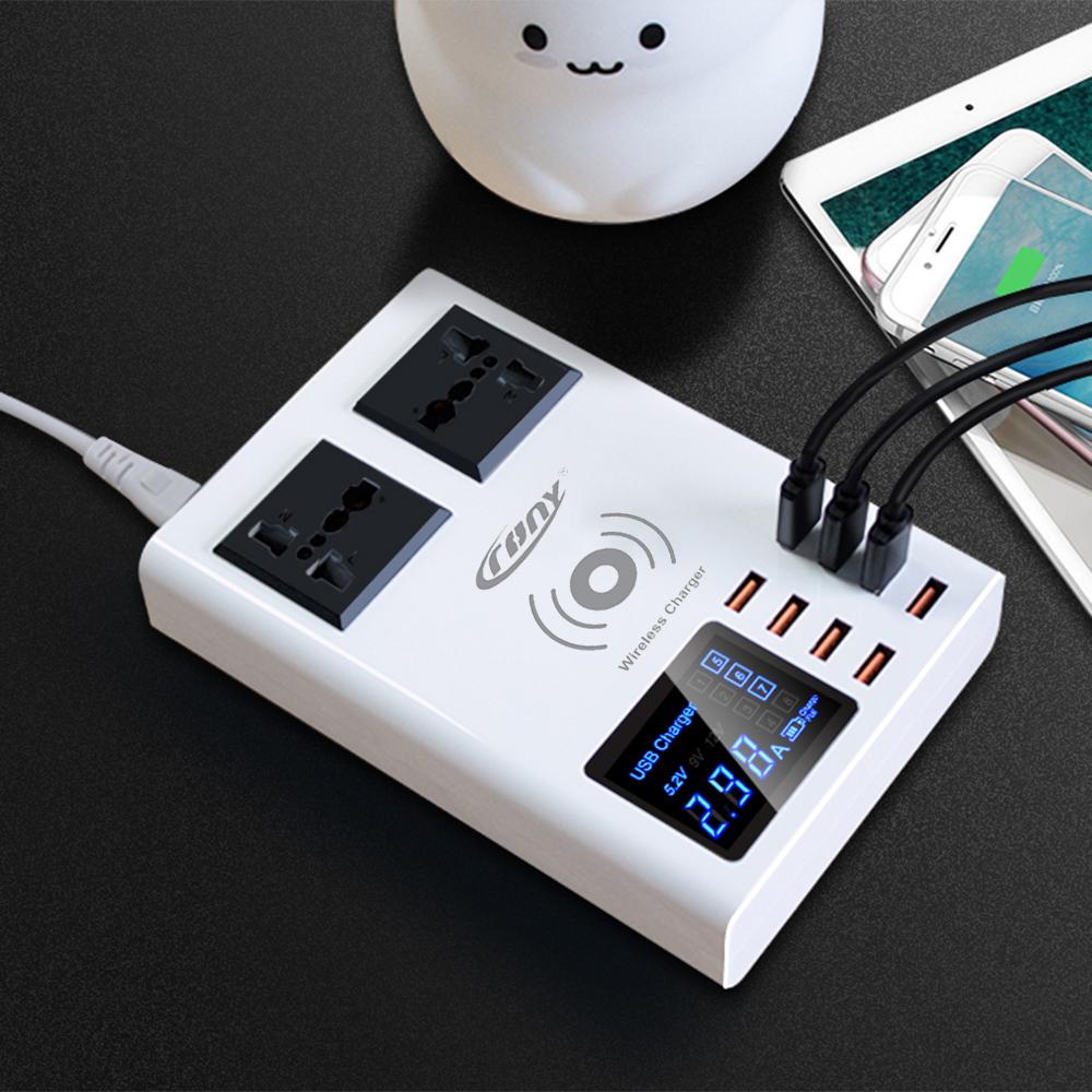 CRONY YC-CDA10W socket 8USB Wireless charging With Display Support wireless high speed charging - Edragonmall.com