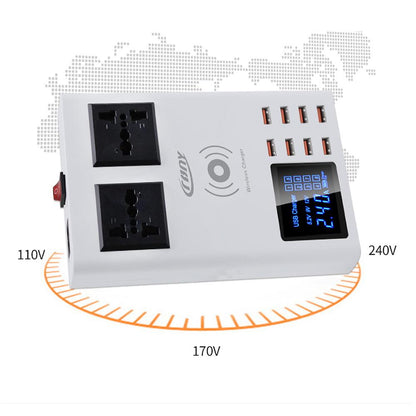 CRONY YC-CDA10W socket 8USB Wireless charging With Display Support wireless high speed charging - Edragonmall.com