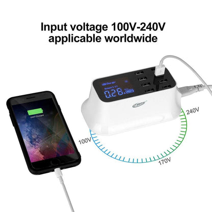 CRONY YC-CDA19 8-Port USB Charger Adapter Desktop Wall Charger Smart LED Display - Edragonmall.com