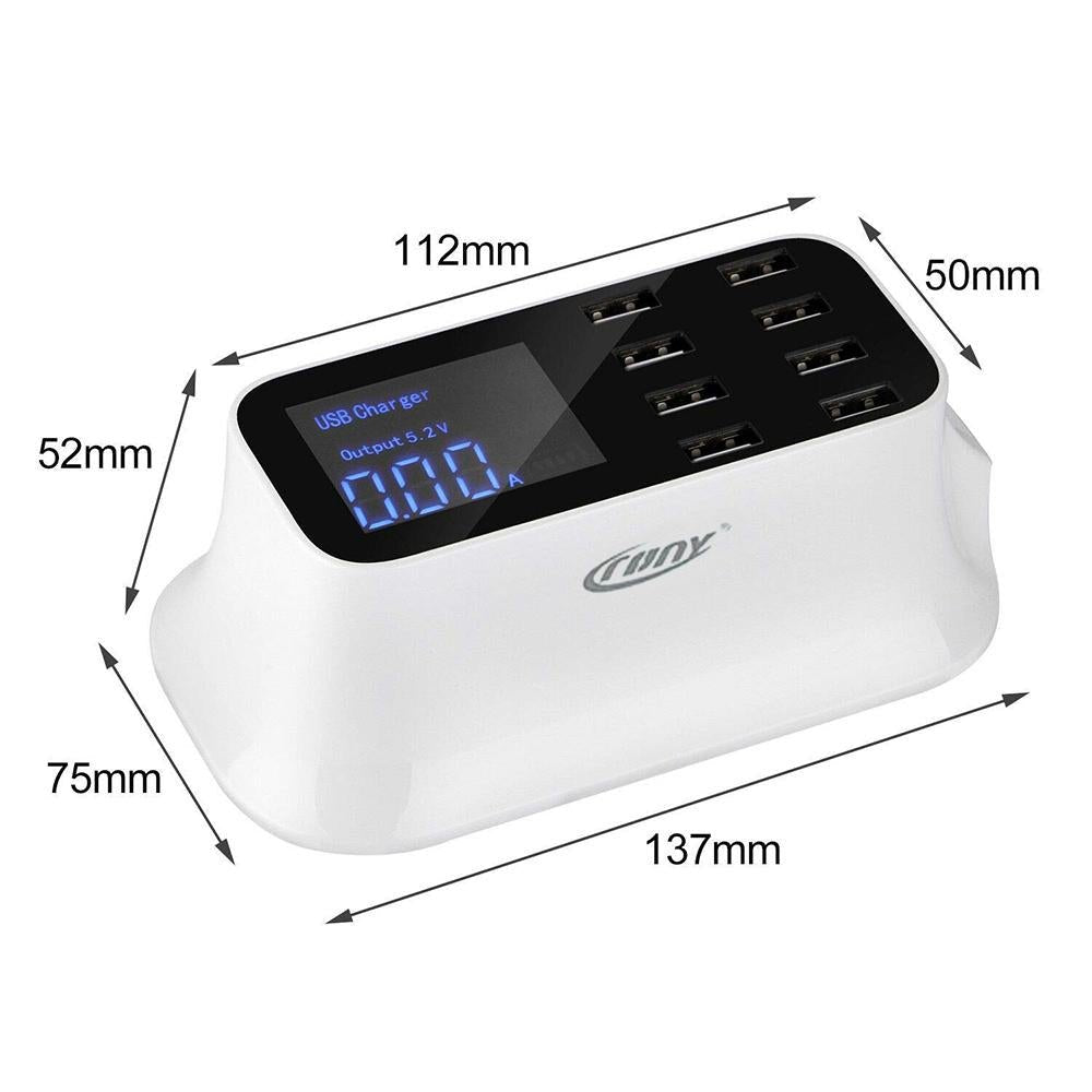 CRONY YC-CDA19 8-Port USB Charger Adapter Desktop Wall Charger Smart LED Display - Edragonmall.com