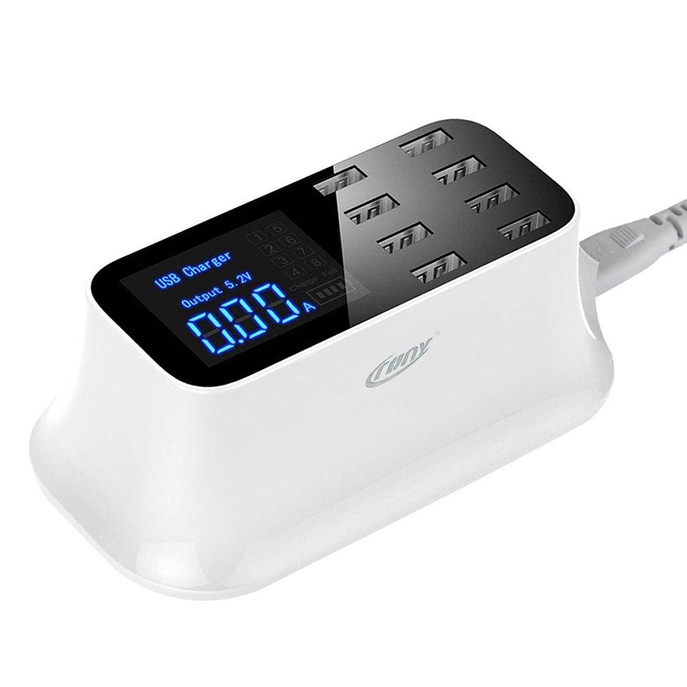 CRONY YC-CDA19 8-Port USB Charger Adapter Desktop Wall Charger Smart LED Display - Edragonmall.com