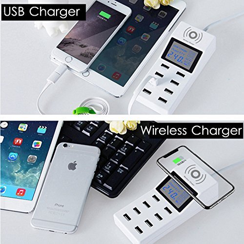 CRONY YC-CDA6A Socket 8USB Charging With Display Adapter dock dock charger QC3.0, wireless charger with LED display Aturos | White - Edragonmall.com