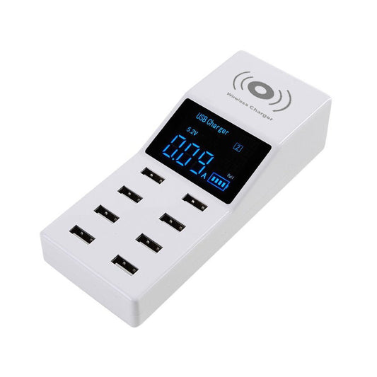 CRONY YC-CDA6A Socket 8USB Charging With Display Adapter dock dock charger QC3.0, wireless charger with LED display Aturos | White - Edragonmall.com