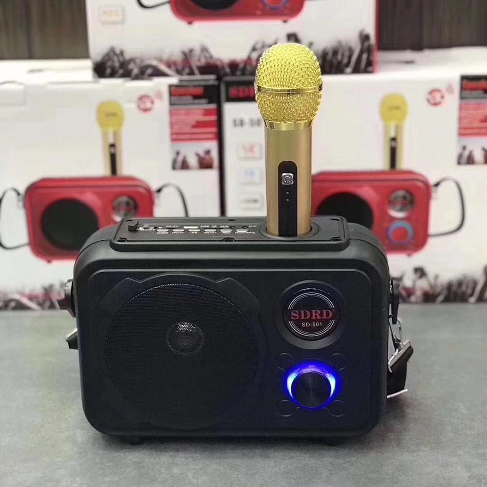 SDRD Sd-501 Home Speaker Microphone Integrated Single Sing Mobile Phone Karaoke | Black - Edragonmall.com