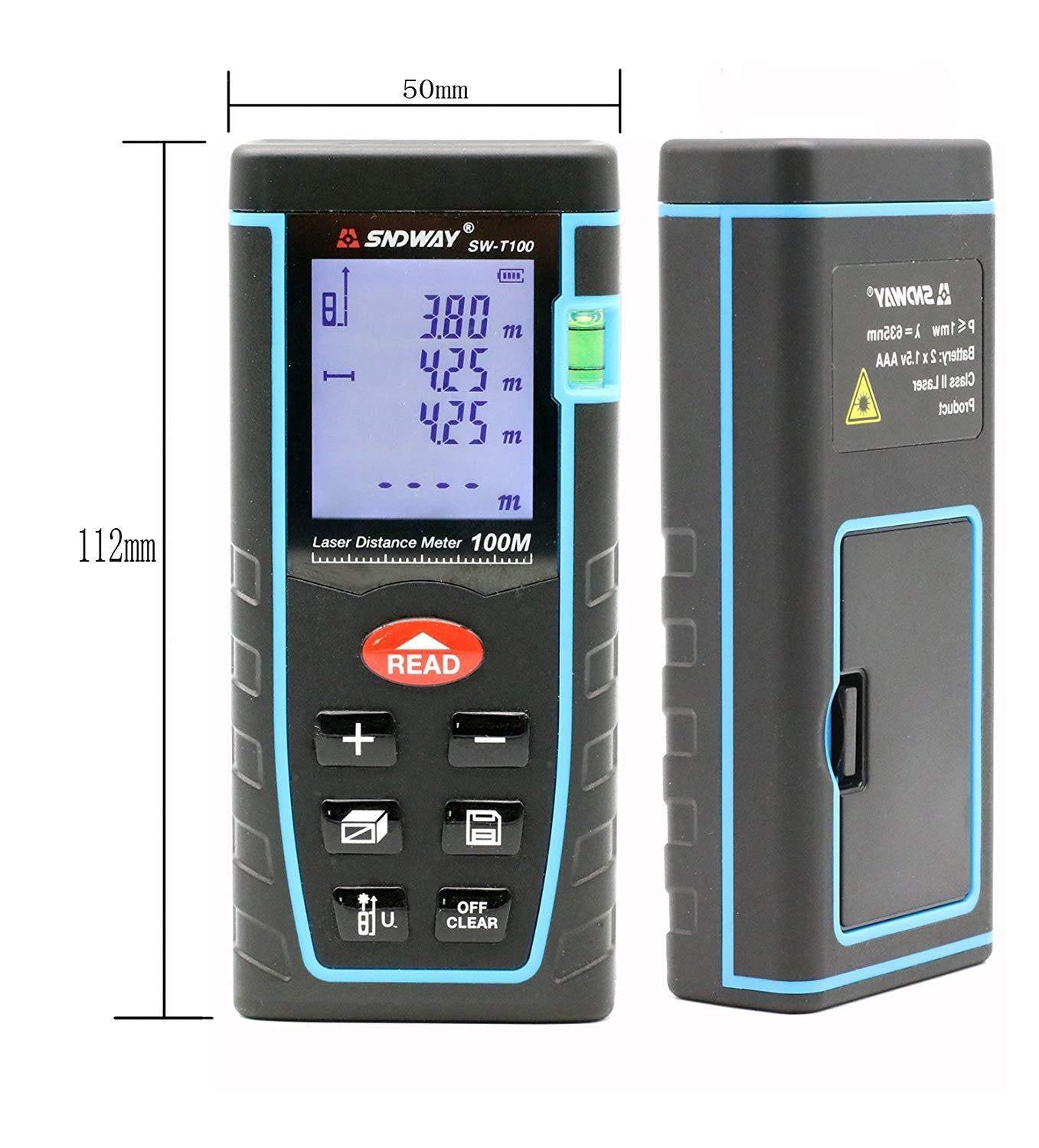 T100 Diastimeter Sndway SW T100 100M Laser Distance Meter Laser Range Area Volume Measure Tool - Edragonmall.com