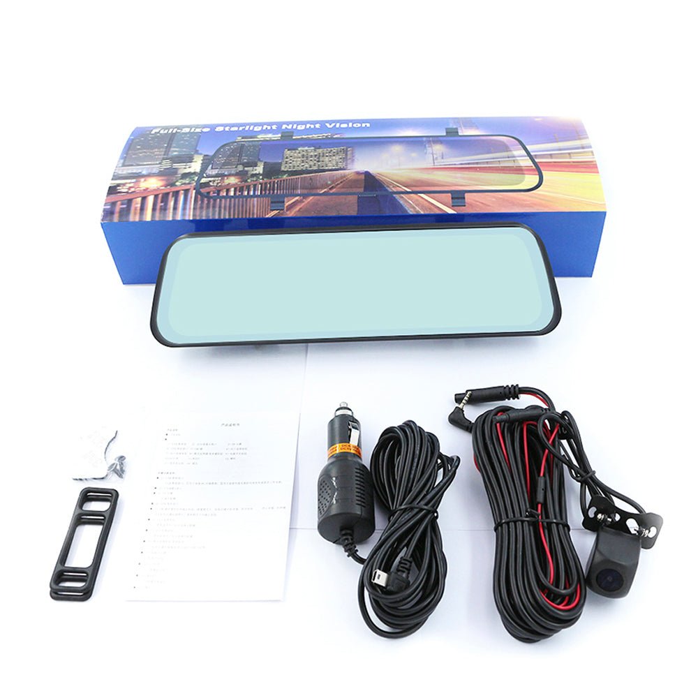 V10 Dual-Camera pushbutton dashcam Car Video Recorder 1080P Dual Lens Dvr Dash Cam 10 Inch Touch Car Camera - Edragonmall.com