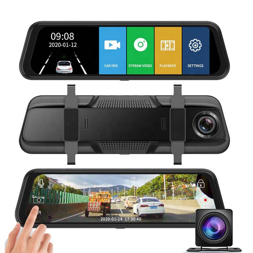 V10 Dual-Camera pushbutton dashcam Car Video Recorder 1080P Dual Lens Dvr Dash Cam 10 Inch Touch Car Camera - Edragonmall.com