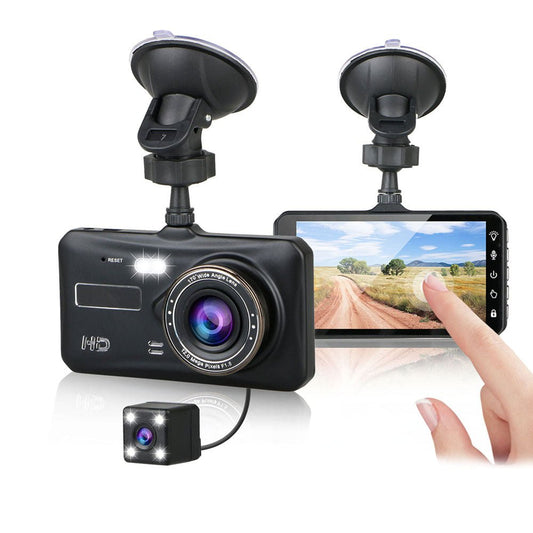 V3S Dual-Camera touch dashcam 1080P Full HD 4" IPS LCD Touch Screen Display Dual Lens Car Camera Car DVR - Edragonmall.com