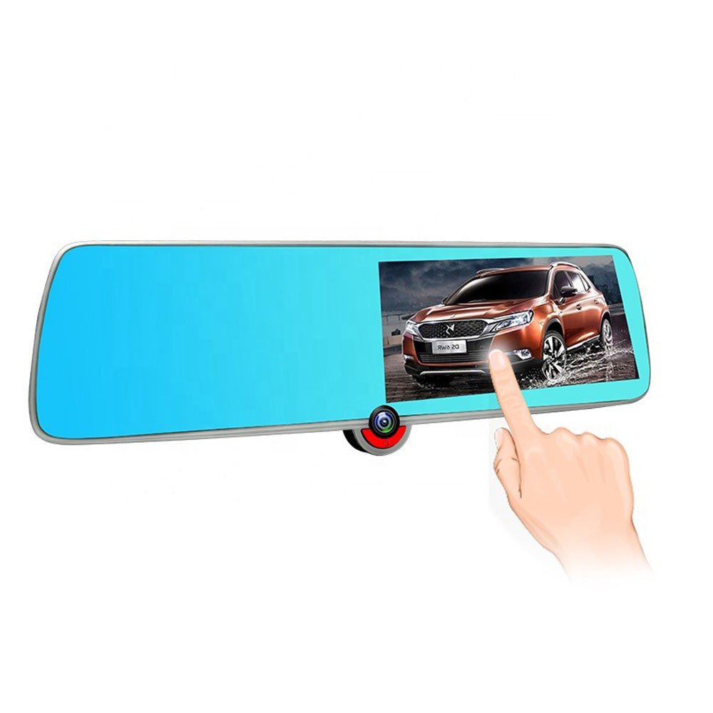 V805 Three-Camera 1920*1080 touch dashcam 5-inch touch screen driving recorder high-definition inside and outside the car three-lens front and rear video recording - Edragonmall.com