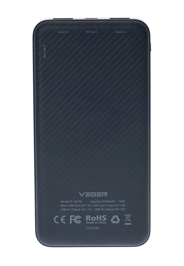 Veger VP-1027W Wireless Charger Power Bank -20000mAh black White blue - Edragonmall.com