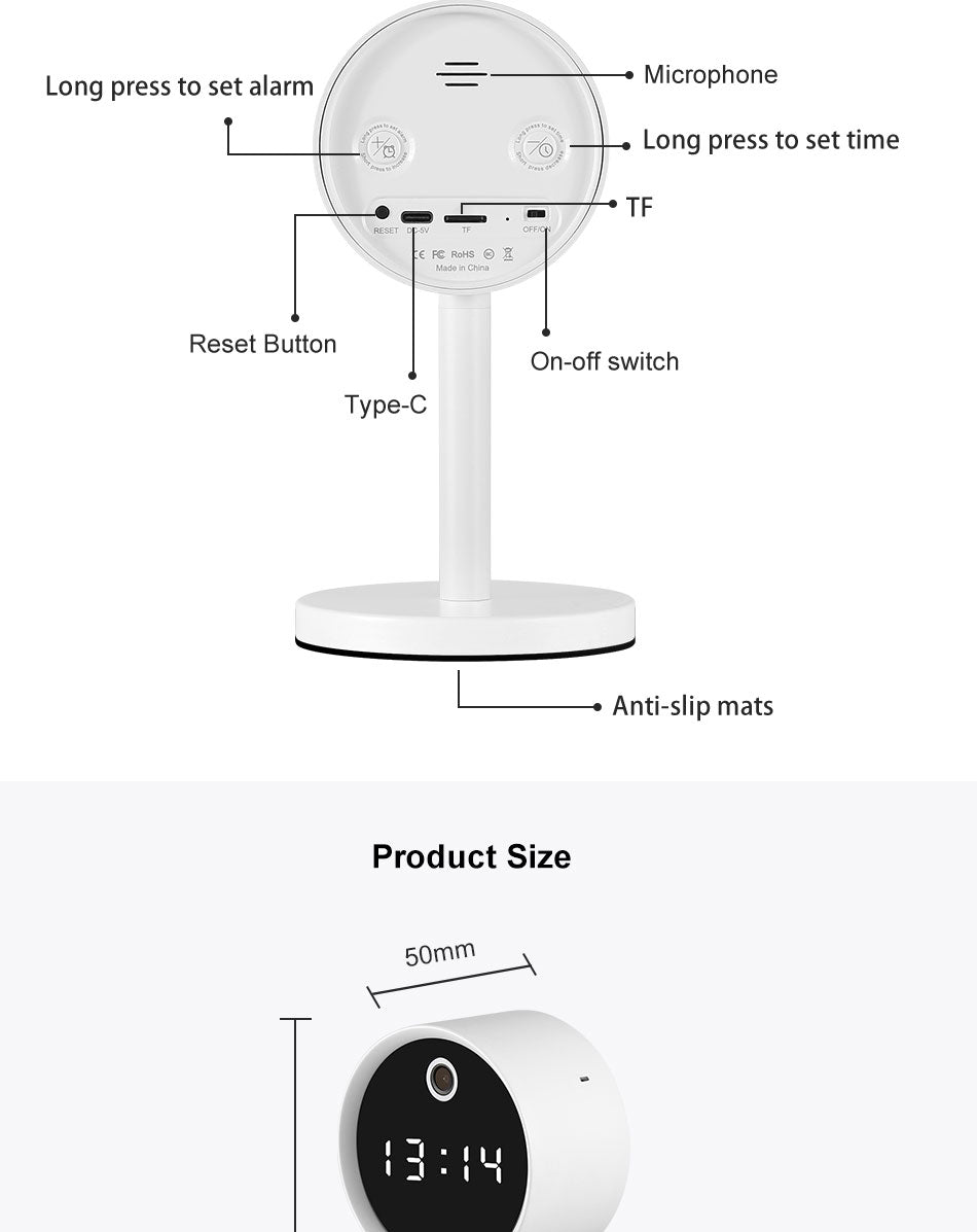 X8-1080P-WiFi Clock Camera Wireless Clock Camera Head, Top Quality New Design Table Clock - Edragonmall.com