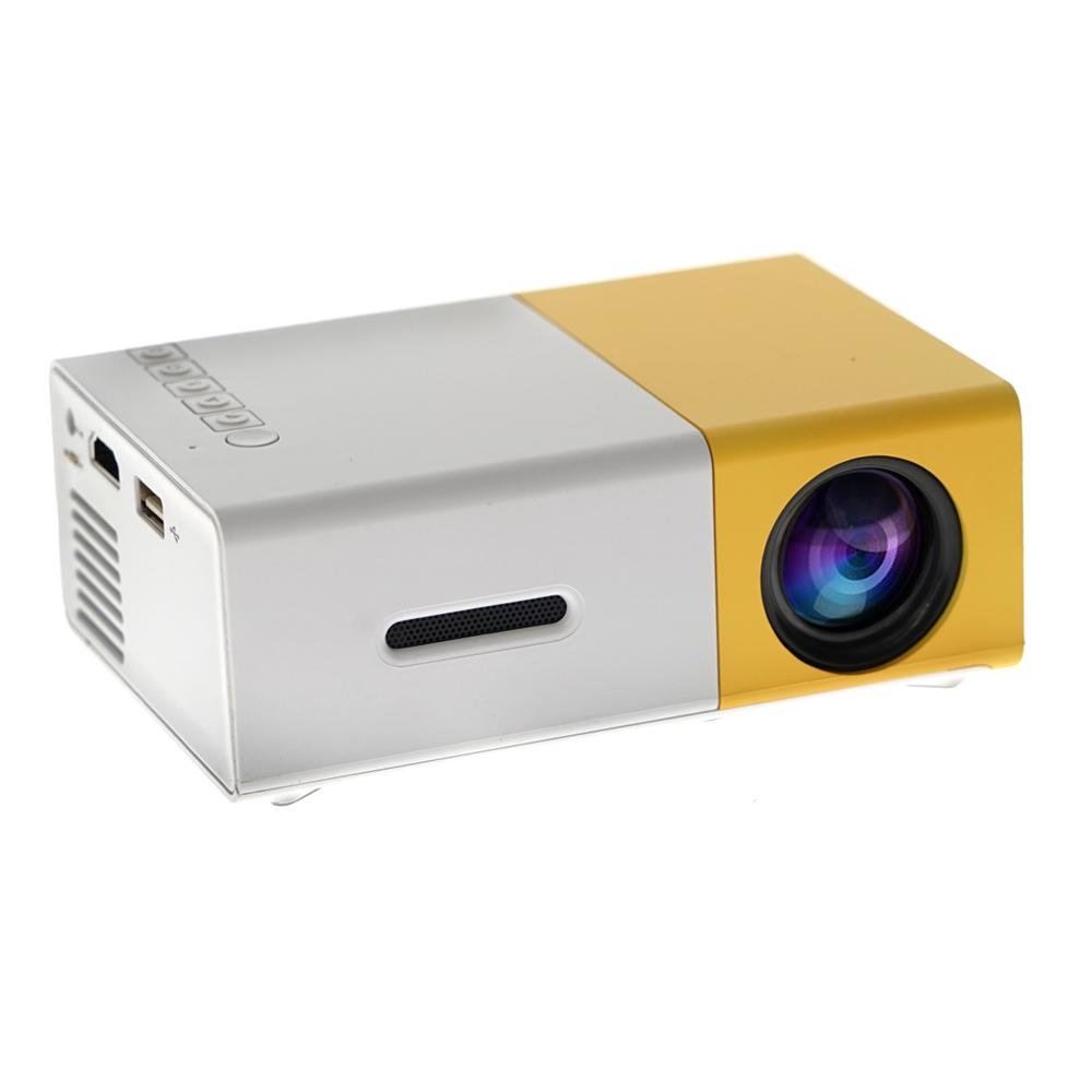 YG300 LED Projector 400-600 Lumens 320 x 240 Pixels 1080P Home Media Player With Remote Control -Yellow - Edragonmall.com