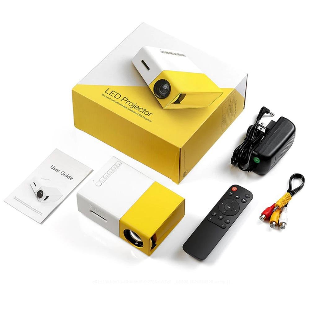 YG300 LED Projector 400-600 Lumens 320 x 240 Pixels 1080P Home Media Player With Remote Control -Yellow - Edragonmall.com